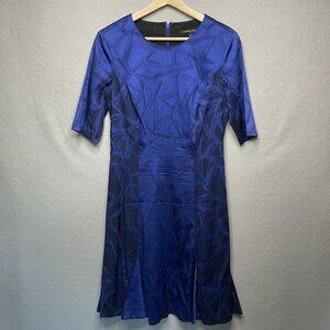 CYNTHIA STEFFE Stretch Satin Blue Short Sleeve Dress Women's Size 6